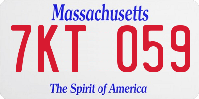 MA license plate 7KT059