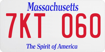 MA license plate 7KT060
