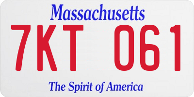 MA license plate 7KT061