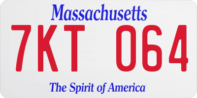 MA license plate 7KT064