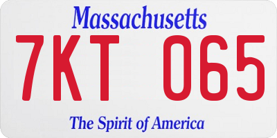 MA license plate 7KT065