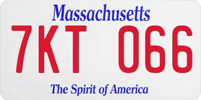 MA license plate 7KT066