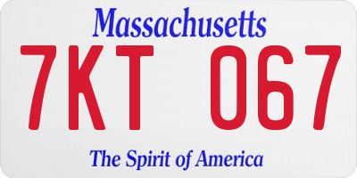 MA license plate 7KT067