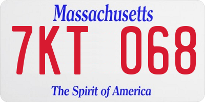 MA license plate 7KT068