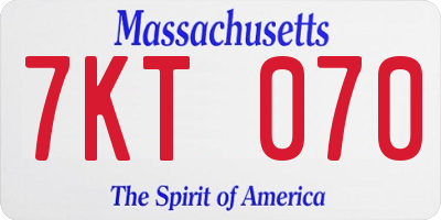 MA license plate 7KT070
