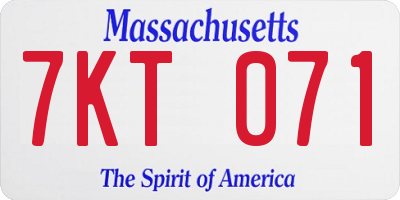 MA license plate 7KT071