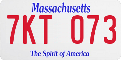 MA license plate 7KT073