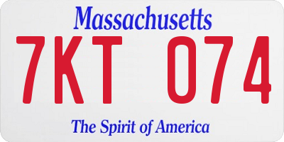 MA license plate 7KT074