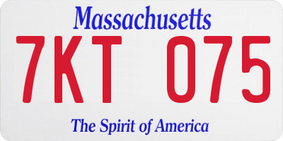 MA license plate 7KT075