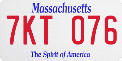 MA license plate 7KT076