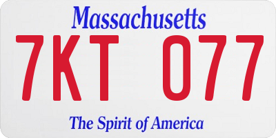MA license plate 7KT077