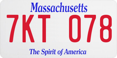 MA license plate 7KT078