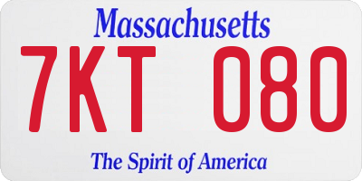 MA license plate 7KT080