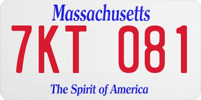 MA license plate 7KT081
