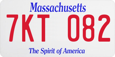 MA license plate 7KT082