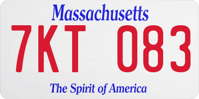 MA license plate 7KT083