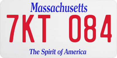 MA license plate 7KT084