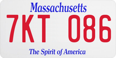 MA license plate 7KT086