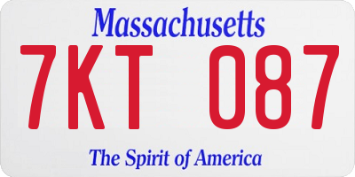 MA license plate 7KT087