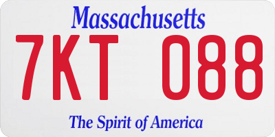 MA license plate 7KT088