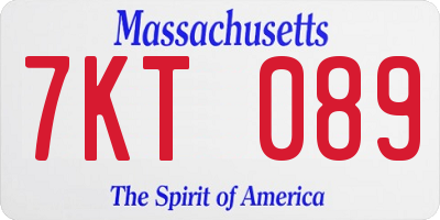 MA license plate 7KT089