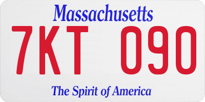MA license plate 7KT090