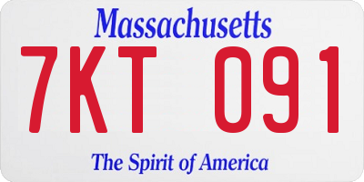 MA license plate 7KT091