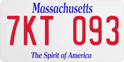 MA license plate 7KT093