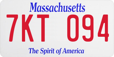 MA license plate 7KT094