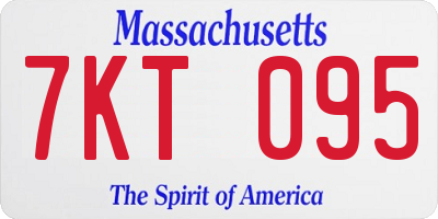 MA license plate 7KT095