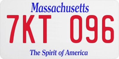 MA license plate 7KT096