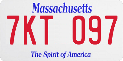 MA license plate 7KT097