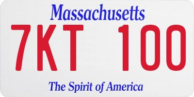 MA license plate 7KT100