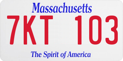 MA license plate 7KT103