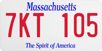 MA license plate 7KT105