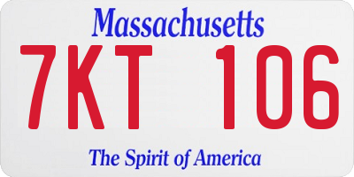 MA license plate 7KT106