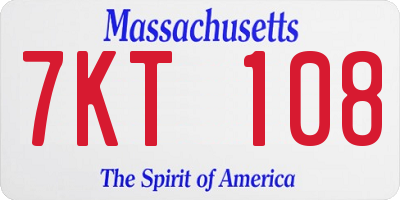 MA license plate 7KT108