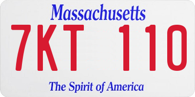 MA license plate 7KT110
