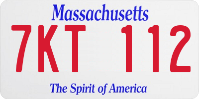 MA license plate 7KT112