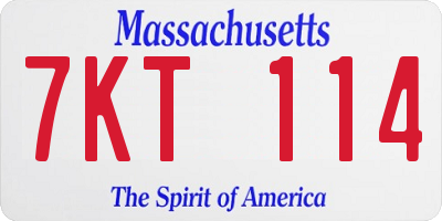 MA license plate 7KT114