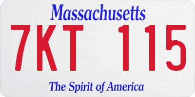 MA license plate 7KT115