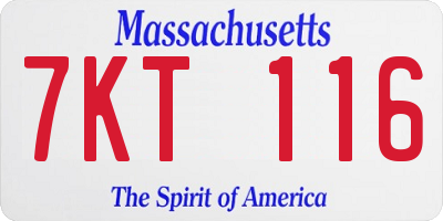 MA license plate 7KT116