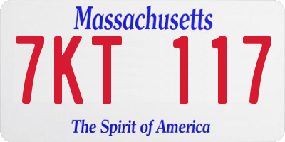 MA license plate 7KT117
