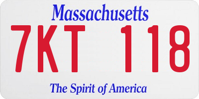 MA license plate 7KT118