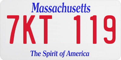 MA license plate 7KT119