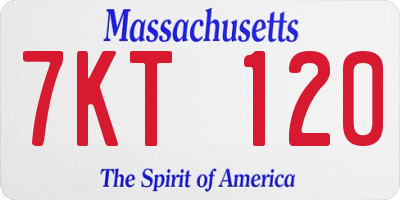 MA license plate 7KT120