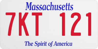 MA license plate 7KT121