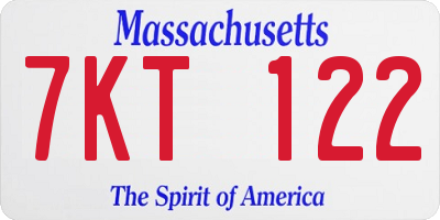 MA license plate 7KT122