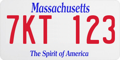 MA license plate 7KT123
