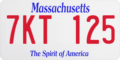 MA license plate 7KT125